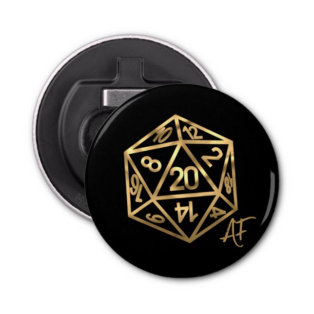 RPG Crit AF | Guld Fantasy Tabletop PnP Gamer Dice Flasköppnare (Framsidan)