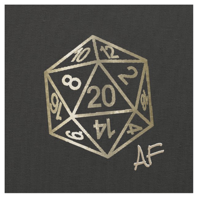 RPG Crit AF | Guld Fantasy Tabletop PnP Gamer Dice Tyg (Närbild)