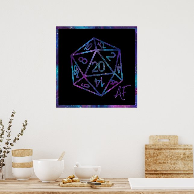 RPG Crit AF | Nebula Fantasy Tabletop Gamer Dice Poster (Kök)