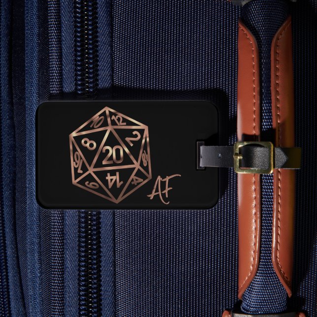 RPG Crit AF | Rosegold Tabletop Roleplayer Dice Bagagebricka (Framsida Insitu 4)