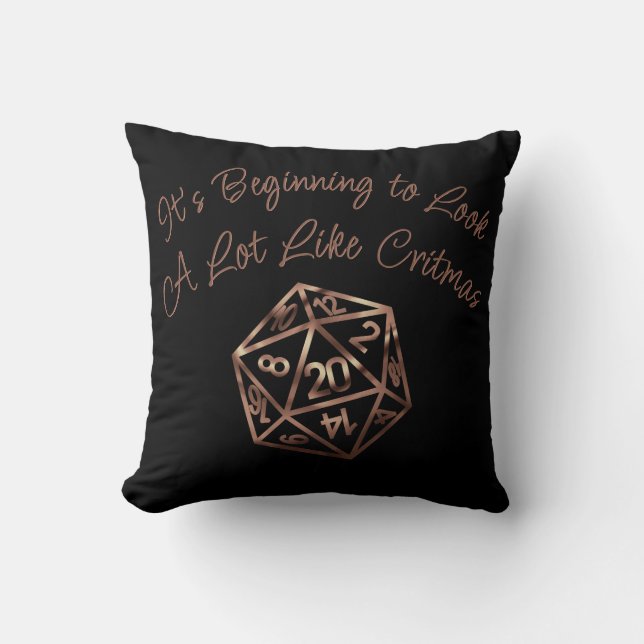 RPG Critmas | Copper Fantasy Tabletop Gamer Dice Kudde (Framsida)
