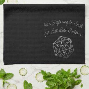 RPG Critmas Fantasy Tabletop Retro Gamer Dice Kökshandduk