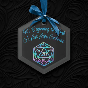 RPG Critmas   Holo Fantasy Tabletop Gamer Dice Julgransprydnad Keramik