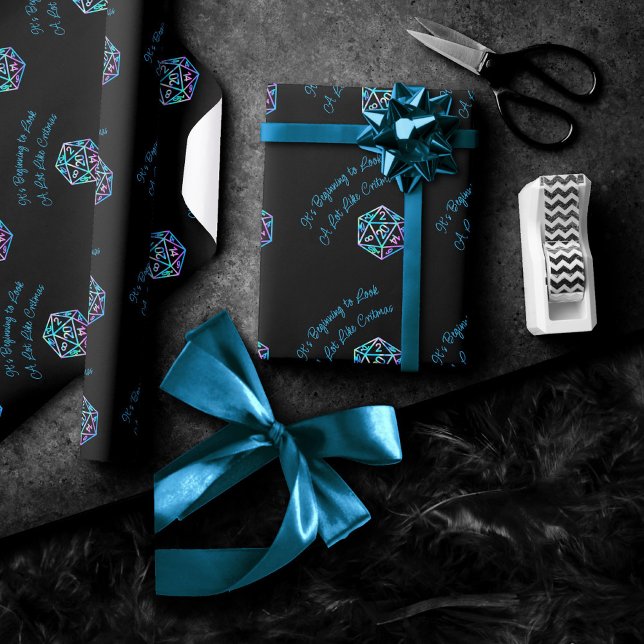 RPG Critmas | Holo Fantasy Tabletop Gamer Dice Presentpapper (Skapare uppladdad)