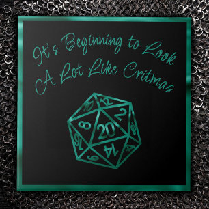 RPG Critmas Teal Grönt Tabletop Retro Gamer Dice Kakelplatta