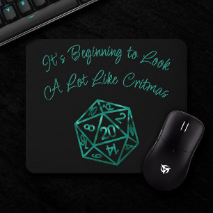 RPG Critmas Teal Grönt Tabletop Retro Gamer Dice Musmatta