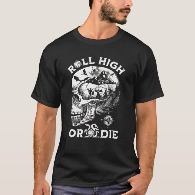 RPG D20-spel - rullgardin med hög diameter T Shirt (Framsida)