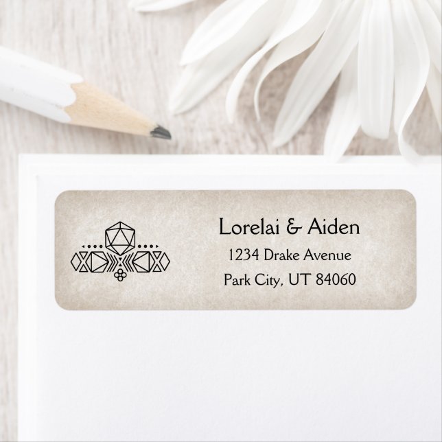 RPG D20-spelare Bröllop Returadress Etikett (Insitu)