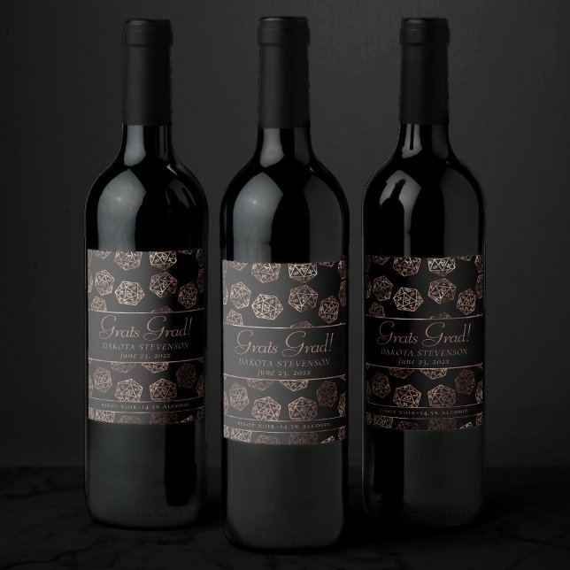 RPG Dice | Anpassningsbarna Copper Fantasy Tableto Vinflaska Etikett (Skapare uppladdad)