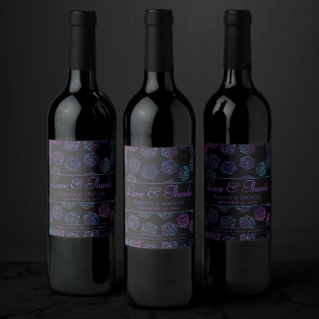 RPG Dice | Anpassningsbarna Nebula Fantasy Tableto Vinflaska Etikett (Skapare uppladdad)