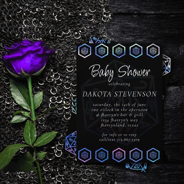 RPG Dice | Aurora Fantasy Tabletop Gamer Shower Inbjudningar (Skapare uppladdad)