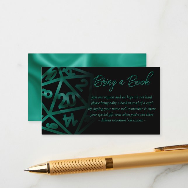 RPG Dice | Begäran från Emerald Tabletop Gamer Bok Tilläggskort (Fram/Back In Situ)