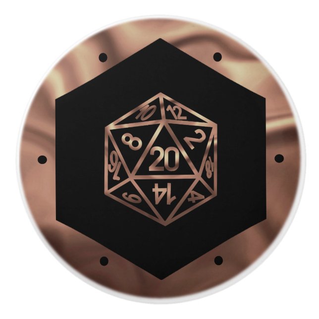 RPG Dice | Copper Fantasy Retro Tabletop PnP Gamer Knopp (Framsidan)