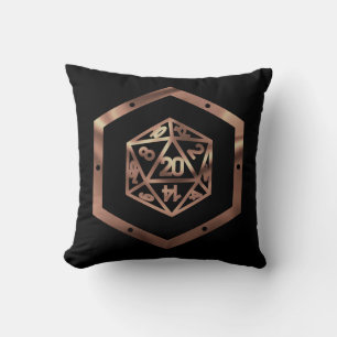 RPG Dice Copper Fantasy Retro Tabletop PnP Gamer Kudde