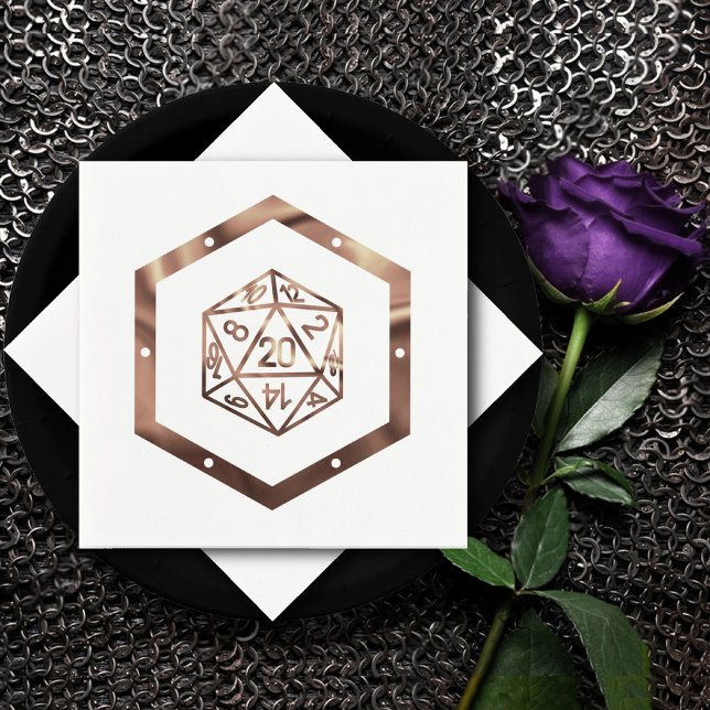 RPG Dice | Copper Fantasy Retro Tabletop PnP Gamer Pappersservett (Skapare uppladdad)