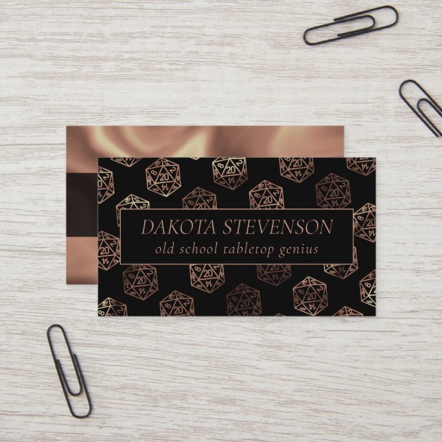 RPG Dice | Copper Fantasy Tabletop Gamer Branding Visitkort (Fram/Back In Situ)