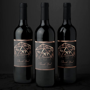 RPG Dice   Copper Fantasy Tabletop Gamer Tack Vinflaska Etikett