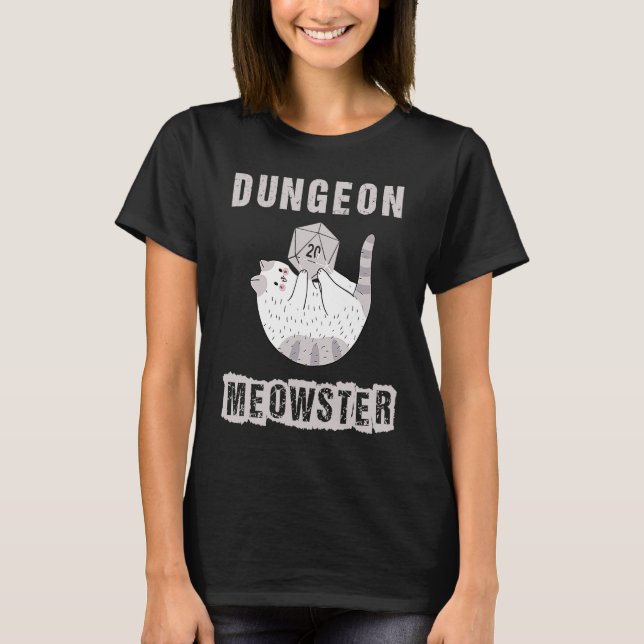 RPG Dice D20 Polyhedral från Nerdy Dungeon Meowste T Shirt (Framsida)