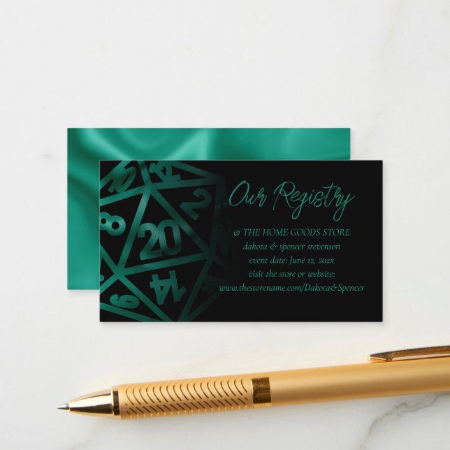 RPG Dice | Emerald Fantasy Tabletop Gamer Registry Tilläggskort (Fram/Back In Situ)