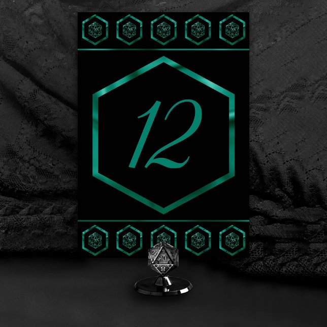RPG Dice | Emerald Fantasy Tabletop Retro Gamer Bordsnummer (Skapare uppladdad)