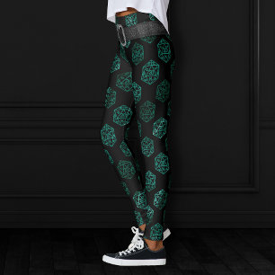 RPG Dice   Emerald Fantasy Tabletop Retro Gamer Leggings