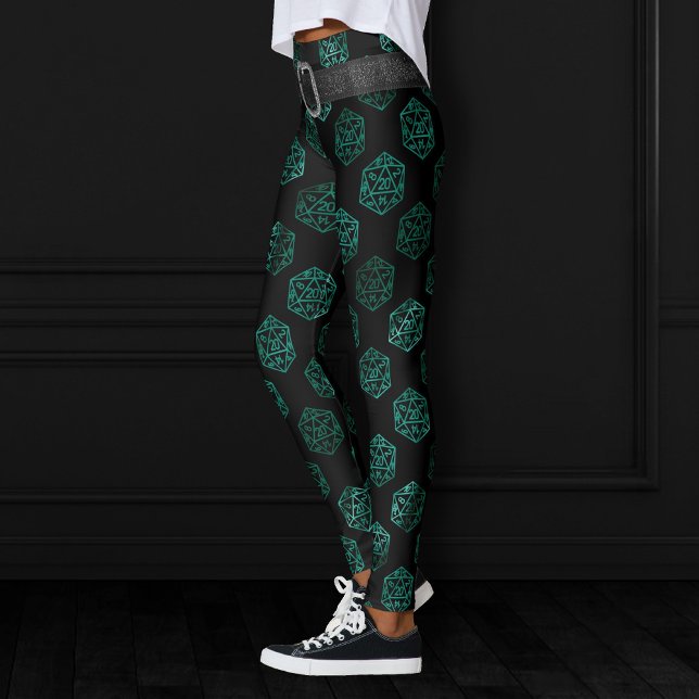 RPG Dice | Emerald Fantasy Tabletop Retro Gamer Leggings (Skapare uppladdad)
