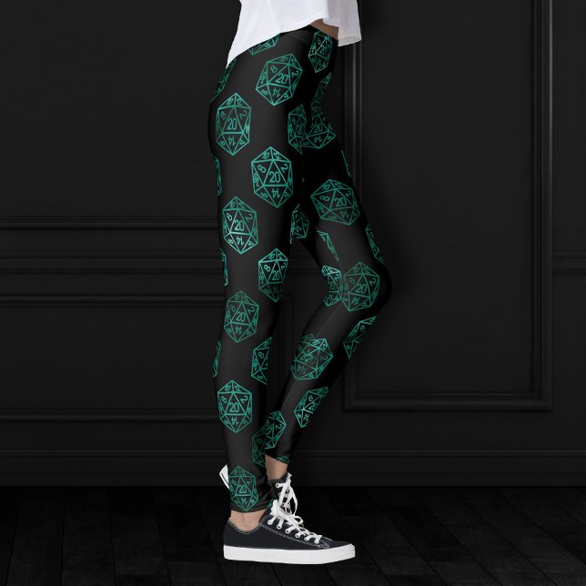 RPG Dice | Emerald Fantasy Tabletop Retro Gamer Leggings (Skapare uppladdad)