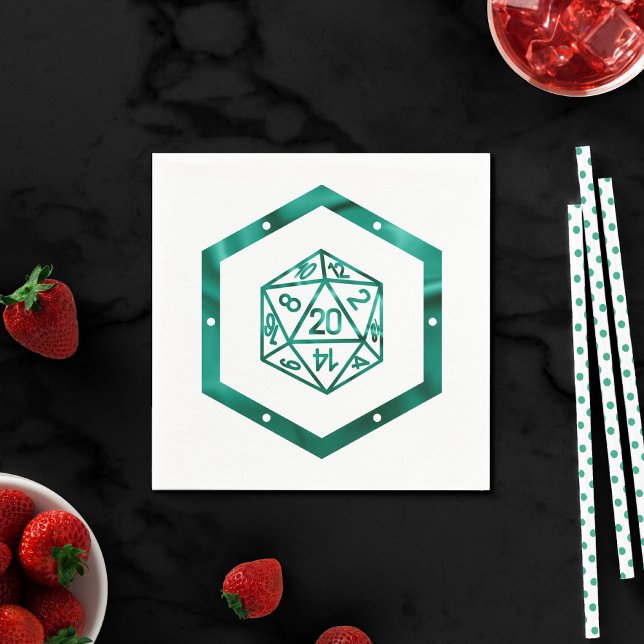 RPG Dice | Emerald Fantasy Tabletop Retro Gamer Pappersservett (Skapare uppladdad)