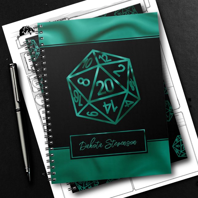 RPG Dice | Emerald Tabletop PnP Gamer Character Anteckningsbok (Skapare uppladdad)