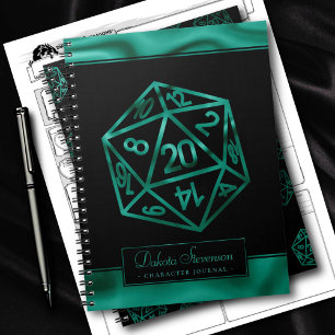 RPG Dice Emerald Tabletop PnP Gamer Character Anteckningsbok