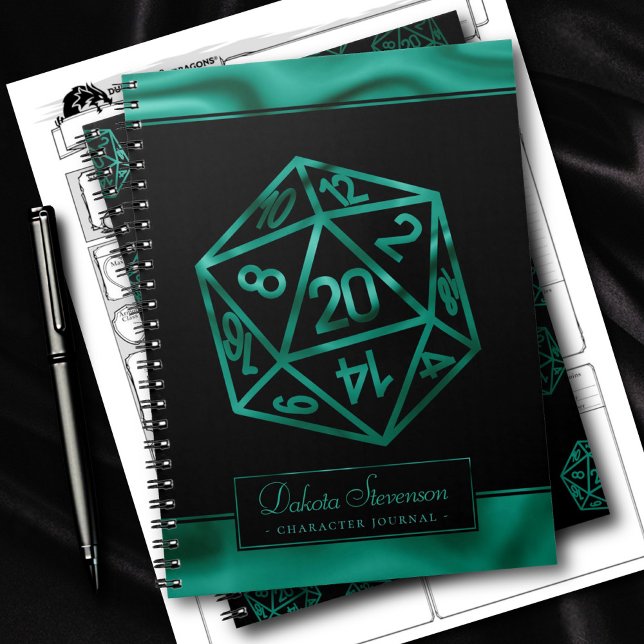 RPG Dice | Emerald Tabletop PnP Gamer Character Anteckningsbok (Skapare uppladdad)