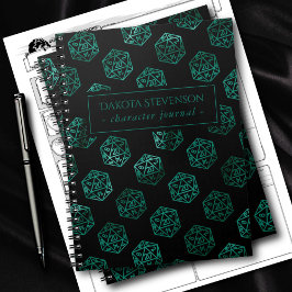 RPG Dice | Emerald Tabletop PnP Gamer Character Anteckningsbok