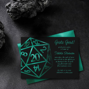 RPG Dice Emerald Tabletop Retro Gamer Studenten Inbjudningar