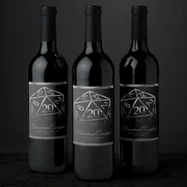 RPG Dice | Fantasy Retro Tabletop Gamer Tack Vinflaska Etikett