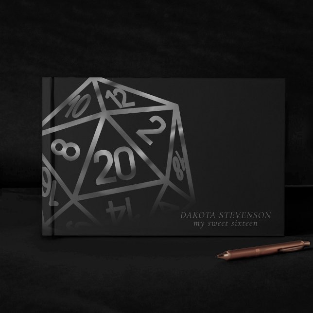 RPG Dice | Fantasy Retro Tabletop PnP Gamer-Anpass Gästböcker (Skapare uppladdad)