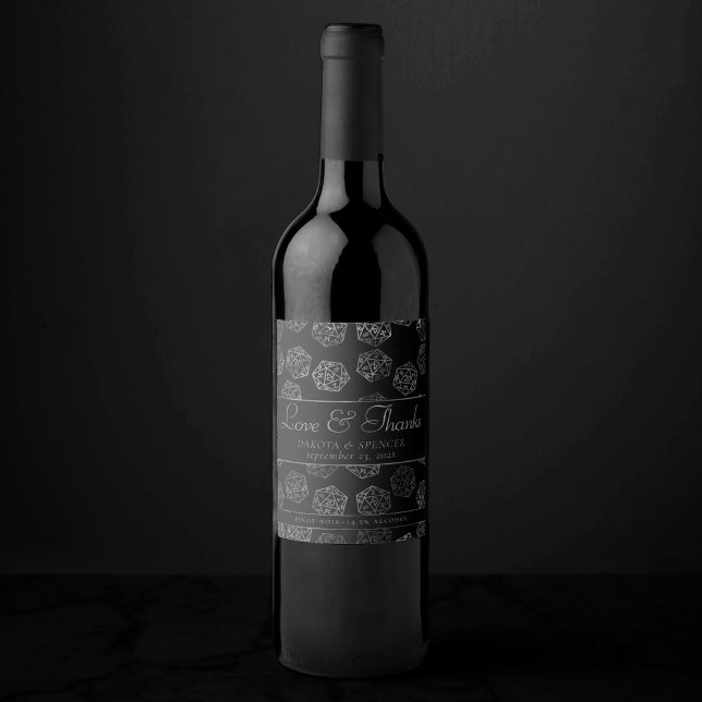 RPG Dice | Fantasy Retro Tabletop PnP Gamer-Anpass Vinflaska Etikett (Skapare uppladdad)