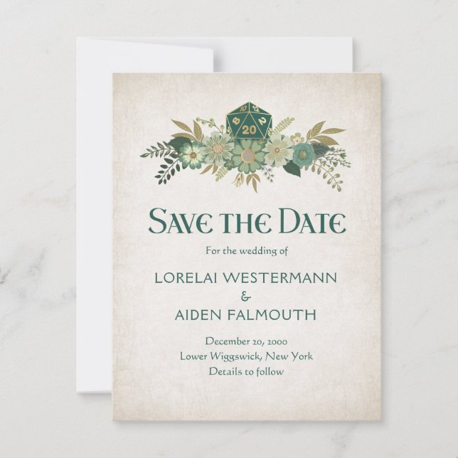 RPG Dice Gamer Bröllop Spara Datumet (Framsida)