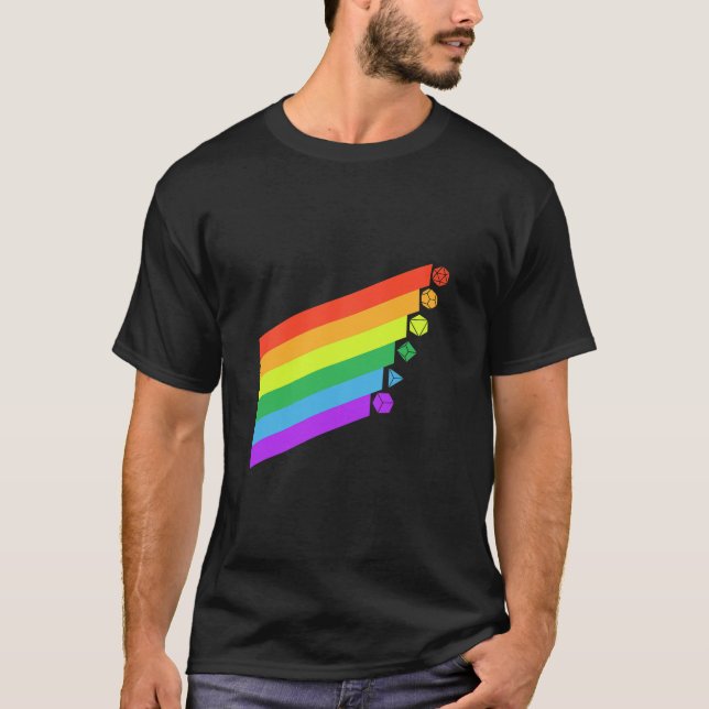 RPG Dice Gay pride Minimalist D20 Set Tabletop Rai T Shirt (Framsida)