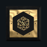 RPG Dice | Guld Fantasy Retro Tabletop PnP Gamer Minnesask<br><div class="desc">Det är alltid GAME ON, så välj ditt vapen och rullningsinitiativ.. En novelty GEEK CHIC gamer bröllop/party tema perfekt för alla old school-bordsbord, RPG-penna och papper (PnP) fantasyrollspelare med 20 sidor lång polyhedraldisk med en naturlig 20-roll för den rollande magiska trollkarlsskiktet av drakar eller dungemästare (DM/GM) i ditt liv! För...</div>