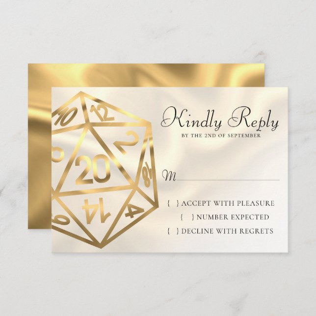 RPG Dice | Guld Fantasy Retro Tabletop PnP Gamer OSA Kort (Fram/baksida)