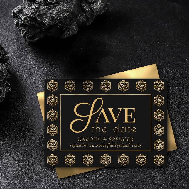 RPG Dice | Guld Fantasy Retro Tabletop PnP Gamer Spara Datumet (Skapare uppladdad)