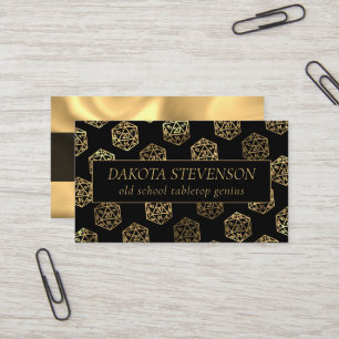 RPG Dice   Guld Fantasy Tabletop Gamer Branding Visitkort