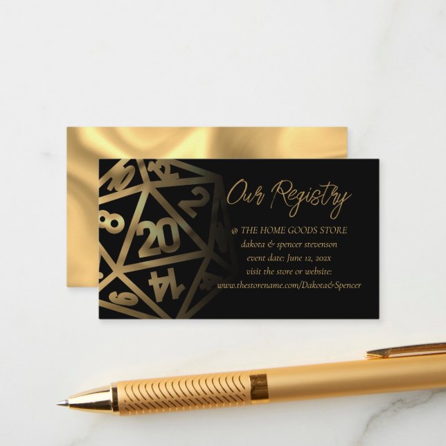 RPG Dice | Guld Fantasy Tabletop Gamer Registry Tilläggskort (Fram/Back In Situ)