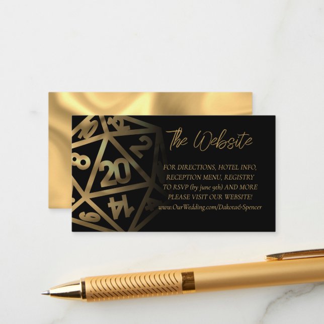 RPG Dice | Guld Fantasy Tabletop Gamer webbplats Tilläggskort (Fram/Back In Situ)