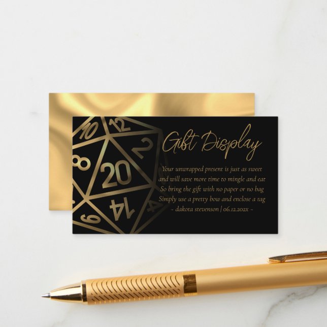 RPG Dice | Guld Fantasy Tabletop Gifts on Visning Tilläggskort (Fram/Back In Situ)