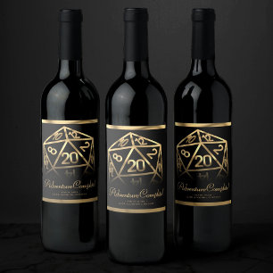 RPG Dice   Guld Fantasy Tabletop PnP Gamer Anpassn Vinflaska Etikett