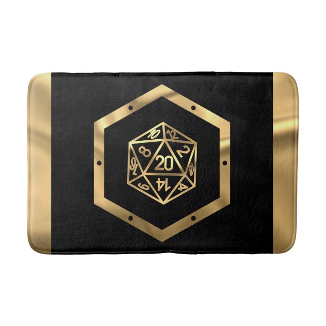RPG Dice | Guld Fantasy Tabletop Retro PnP Gamer Badrumsmatta (Framsidan)