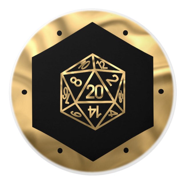 RPG Dice | Guld Fantasy Tabletop Retro PnP Gamer Knopp (Framsidan)