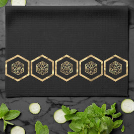 RPG Dice | Guld Fantasy Tabletop Retro PnP Gamer Kökshandduk