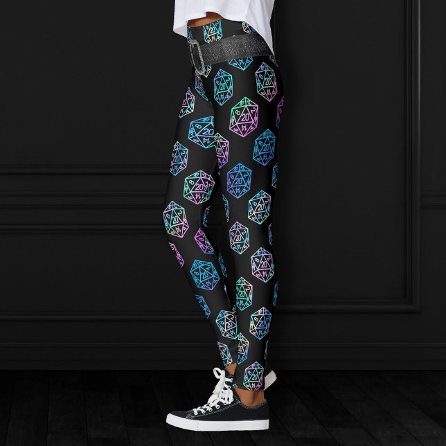RPG Dice | Holo Fantasy Retro Tabletop PnP Gamer Leggings (Skapare uppladdad)